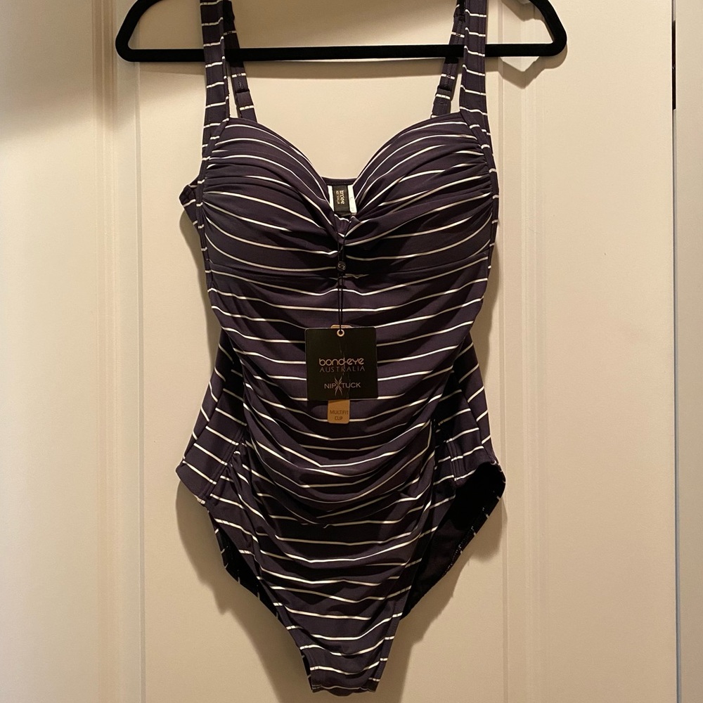 Bond-Eye Nip Tuck Swimsuit - Charcoal Striped
